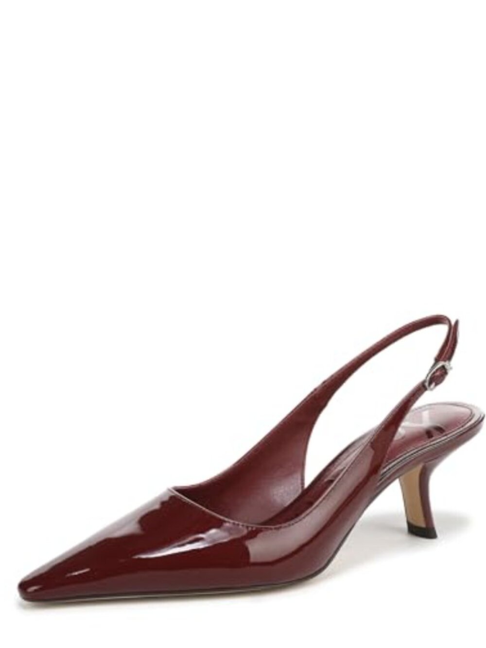 Pointed Toe Kitten Heel Slingback Pump Leather Evening Party Shoe